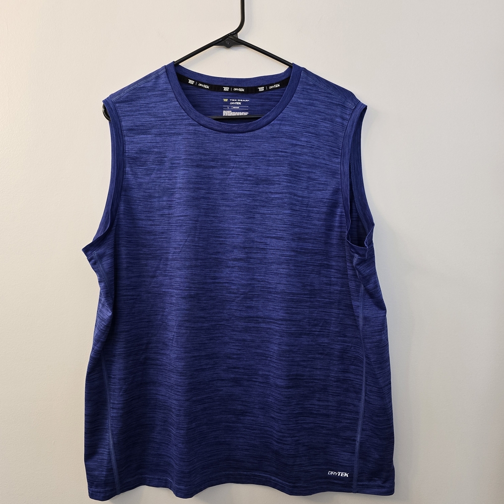 Like New Mens Tek Gear DryTek Sleeveless Muscle Shirt in Heathered Blue - Size L